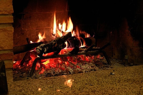 Fire burning in a fireplace