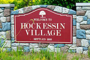 Hockessin Village sign in Hockessin Delaware